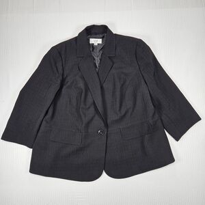 Le Suit Woman Gray Blazer 22W Plus Size Career Business Office Jacket